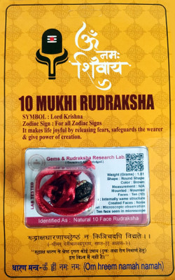 Robin Export Company 10 Mukhi Nepali Rudraksha Ten Faced Rudraksh With lab Tested Certificate Sterling Silver Wood