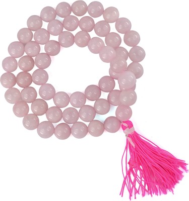 CRYSTU Natural Rose Quartz 12 mm 58 Round Beads Jaap Mala Necklace for Unisex Rose Quartz Crystal Chain