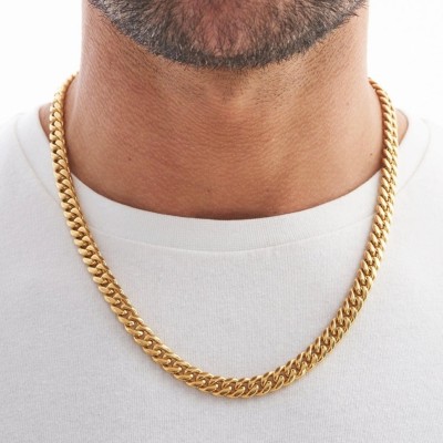 LA MESKEY Golden Chain For Boys Stylish Heavy Golden Neck Chains For Men Chain 20 Inches Gold-plated Plated Brass, Alloy Chain