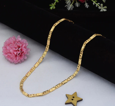 Mochaje 1 gram High Quality Indian Polished “20” Inches Gold Chain for Men and boy Gold-plated Plated Alloy Chain