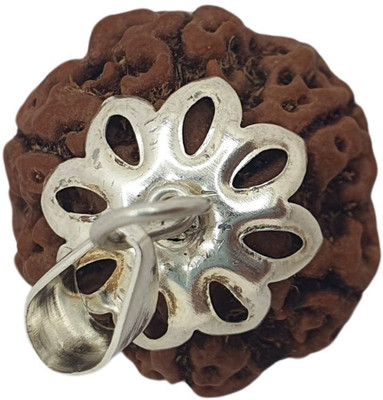 Khushal ENTERPRISE Brown 6 Mukhi Nepali Rudraksha six Face Rudraksh Certified with Lab Report Silver Beads Brass, Wood Pendant Set