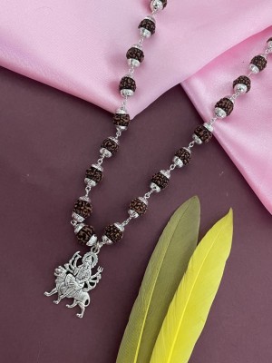 Digital Dress Room Lord Durga Mata Pendant Rudraksha Mala In Silver Plated Chain Mens Jewellery Silver Plated Rudraksha Necklace