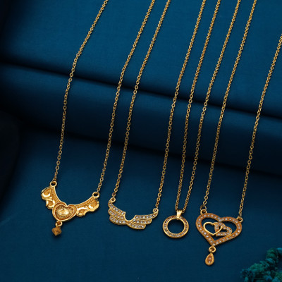 house of common combo of 4 Gold-plated Plated Brass Necklace