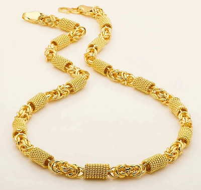 JRISSY Gold Plated Stylish Chain for Men and Boys Gold matte Gold-plated Plated Brass Chain