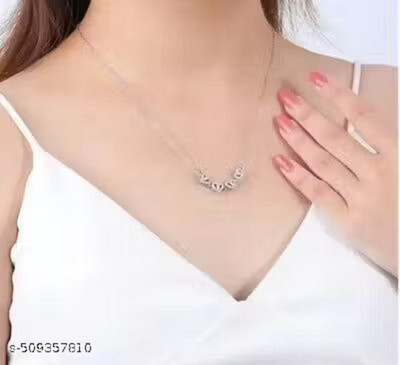 BRIGHTFRAME Four-leaf clover necklace set 2-in-1 heart pendant-05 Sterling Silver Plated Stainless Steel Necklace