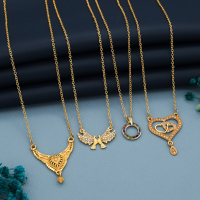 VEMISHTI combo of 4 Gold-plated Plated Brass Necklace