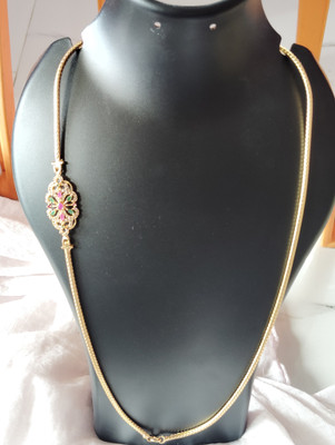 VRAJ FASHION JEWELLRY MUGAPPU CHAIN Cubic Zirconia Gold-plated Plated Brass Chain