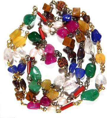 Urancia Natural Beautiful Navaratna mala Gems Stones Nine Gem Rosary Nau Ratna Gem Mala for Pooja Crystal Crystal Necklace