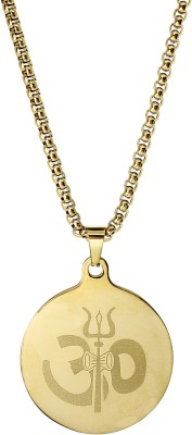 LaBezons Om Trishul Pendant Gold Stainless Steel Necklace Chain For Men (24 Inch) Gold-plated Plated Stainless Steel Chain