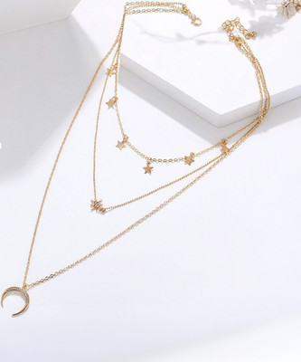 Vembley Stylish gold plated layered necklace for women and girls Gold-plated Plated Alloy Layered