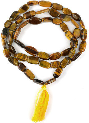 REIKI CRYSTAL PRODUCTS Natural Tiger Eye Oval Bead Jaap Mala/Necklace 66 cm for unisex Tiger's Eye Stone Chain