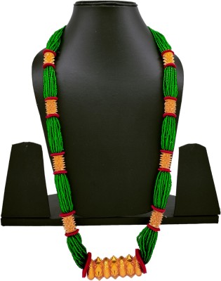 Shubh Nakshatra [A5] Green 9 Gedi tilhari necklace 30 inch 30 line Gold-plated Plated Alloy Necklace