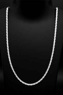 VEDARTHi 999 silver plated white polish fancy stylis thin lightweight alloy neckpiece 999 Silver Plated Alloy Chain