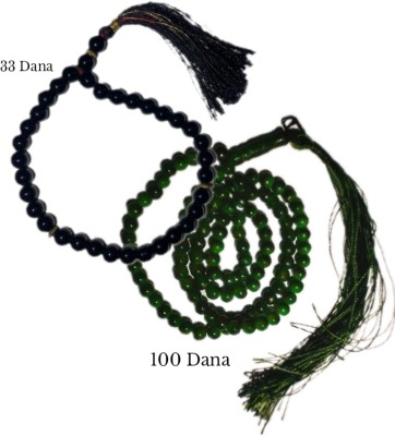 Furqan Combo black 33 Dana Tasbih and green Tasbih Dori, Glass, Plastic Chain