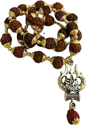 anilStore Mahakal Locket Puchmukhi Rudraksha Mala Wood Chain Set