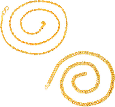 MissMister Brass Gold plated combo of 2 Chain necklace Gold-plated Plated Brass Chain