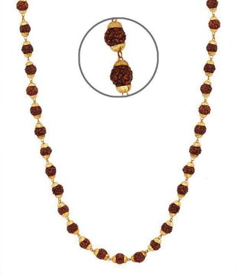 DvR ClicK Rudraksha mala with golden cap Rudraksha Pack of 1 Brass Plated Rudraksha Chain