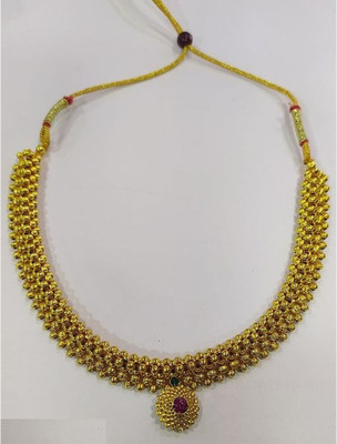 Ruhi Collection Classy Golden Colour Traditional Necklace Thushi For Girls & Women Gold-plated Plated Brass, Copper Necklace