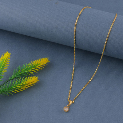 CLONEO Diamond Pendant with 18 Inch Gold Chain Gold-plated Plated Alloy Chain
