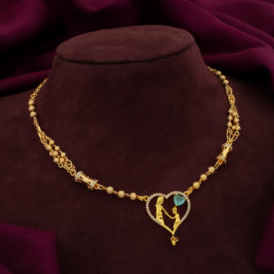 Pushp Creation 1 GRAM GOLD PLATED 24-INCH LONG CHAIN DOUBLE MOPU CHAIN PENDANT FOR WOMEN/GIRLS. Cubic Zirconia Gold-plated Plated Brass Necklace Set