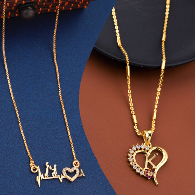 BOGHRA SALES New Stylish & Fancy glorious Micro Gold Plated Antique Necklace Chain Combo Cubic Zirconia, Ruby Gold-plated Plated Alloy Chain