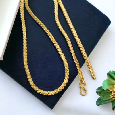 HN JEWELLERY One Gram Gold Chain Imported New S Patti Designer Brass Chain 24 Inch Men,Women Gold-plated Plated Brass Chain