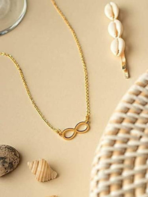Vembley Single Layered Infinity Pendant Necklace For Girls And Women Gold-plated Plated Alloy Necklace