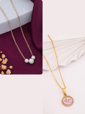Dressberry Gold-Plated Brass Artificial Beads Minimal Necklace Gold-plated Plated Brass Necklace