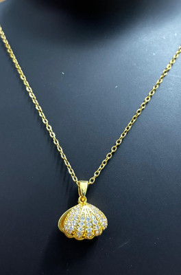 NBT Shell Pendant Necklace Gold-plated Plated Stainless Steel Chain Set