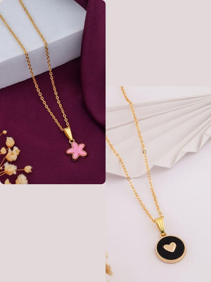 Dressberry Set of 2 Brass Gold-Plated Necklace Gold-plated Plated Brass Necklace