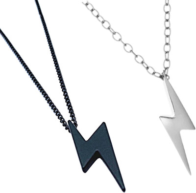 accessoo Buy Men's Lightning Bolt Flash Dark and Light Pendant with Chain for Men Women Metal, Stainless Steel Pendant Set