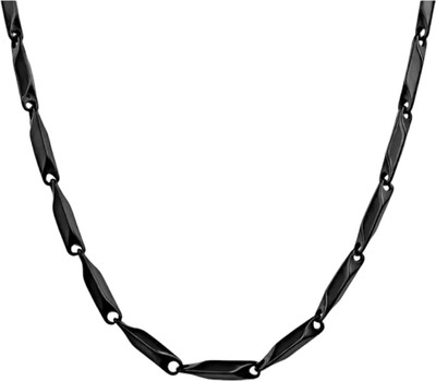 Shree Ju Stylish Rice Seed Design Black Chain For Men Boys Women Unisex Sterling Silver Plated Stainless Steel Chain