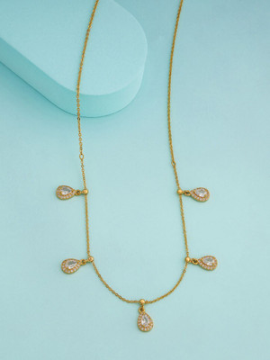 Kushal's Fashion Jewellery White Gold-Plated Zircon Party Trendy Necklace Zircon Gold-plated Plated Copper Necklace