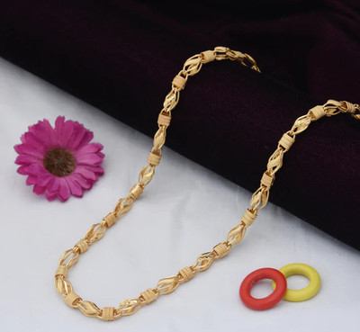 Ourshovi 1 gram High Quality Indian Polished “20” Inches Gold Chain for Men and boy Gold-plated Plated Alloy Chain