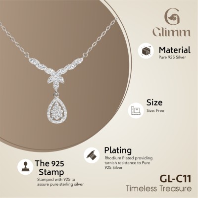 Glimm Jewel GL-C11 Timeless Treasure|Skin-Friendly|Authenticity Certificate Jewelry Kit|925 Rhodium Plated Sterling Silver Chain Set