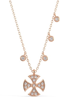 SILVERMIST JEWELRY 925 Sterling Silver Rose Gold Cross Your Heart Pendant with Chain for Womens Gold-plated Plated Sterling Silver Chain Set