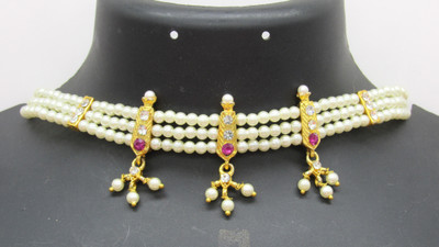 SHREE MAULI CREATION Pearl Gold-plated Plated Plastic, Alloy Choker