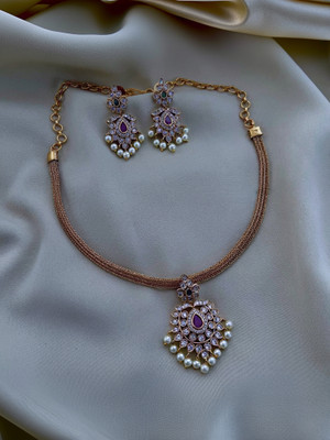 Rangrozo Jewellery Zircon Gold-plated Plated Copper Necklace