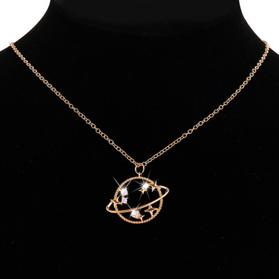 Vembley Trendy Single Layered Studded Star Earth Pendant Necklace For Ladies Gold-plated Plated Alloy Necklace