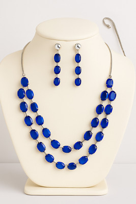 QFV Oxidised Silver Sterling Silver Blue Jewellery Set(Pack of 3)