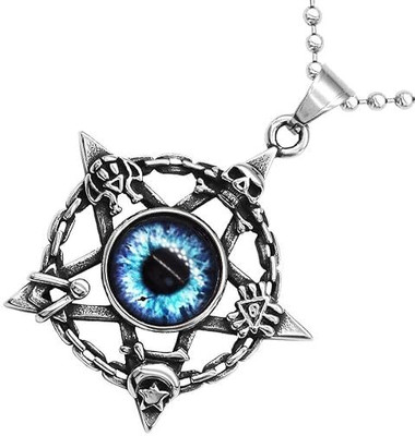 BRIGHTFRAME Blue Eye Gothic Necklace strength, intuition, protection,fearless attitude-01 Sterling Silver Plated Stainless Steel Necklace