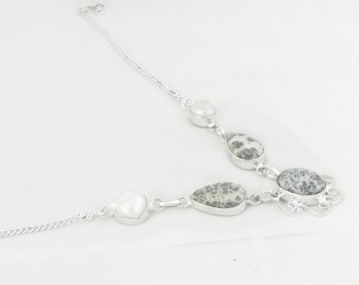 AAR Jewels Necklace Moonstone Silver Plated Brass Necklace