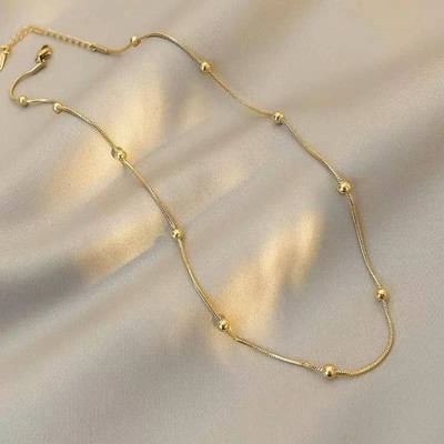 Sahelistyle Gold Plated Dot Chain Necklace For Women & Girls / Perfect For Any Occasion Gold-plated Plated Stainless Steel Chain