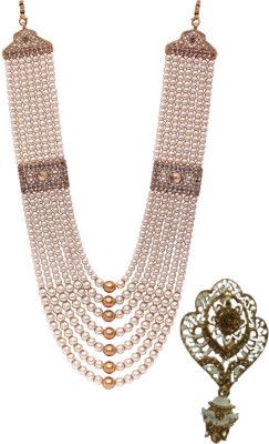 jiyanshi fashion Groom sherwani mala with brooch Topaz Gold-plated Plated Plastic Layered