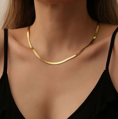 YLSJEWELS Gold Tone Delicate Snake Chain Fashion Necklace – Stainless Steel Gold-plated Stainless Steel Pendant