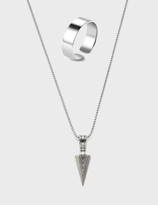 UWISH UW Sil Arw locket with chain & ring combo Silver Plated Steel Chain Set