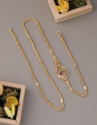 YANA JEWELLRY 1 GRAM GOLD PLATED 24 in MOHINI MOP CHAIN PENDANT FOR WOMEN/GIRLS. KODI CHAIN. Cubic Zirconia Gold-plated Plated Brass Chain