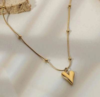 Mishti Jewels Anti Tarnish Love Pendant Necklace Chain For Women Waterproof Gold-plated Plated Stainless Steel Chain