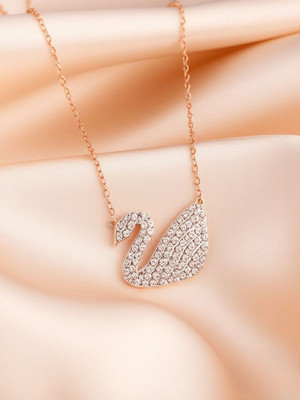 Dressberry Single Layered White Swan Pendant Necklace For Girls And Women Gold-plated Plated Alloy Necklace