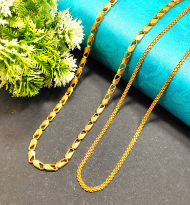 Divyanshi Collection Combo of 2 Partywear Gold Plated Chain Gold-plated Plated Brass Chain Set